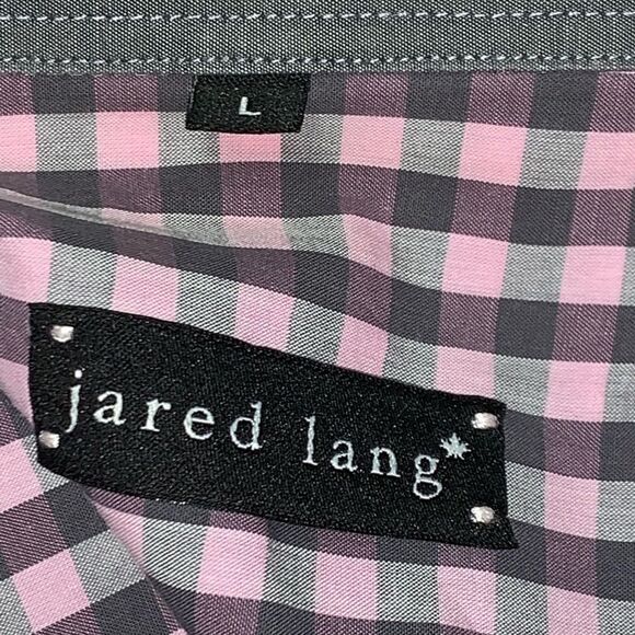 JARED LANG CHECK GINGHAM GRAY PINK BUTTON DOWN SHIRT L - Picture 4 of 11